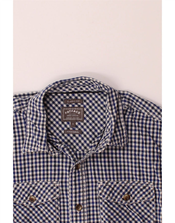 FAT FACE Mens Classic Fit Flannel Shirt Small Blue Gingham Cotton Vintage Fat Face and Second-Hand Fat Face from Messina Hembry 