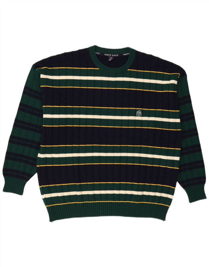 Мужской свитер с круглым вырезом White Sails 2XL Темно-синий в полоску