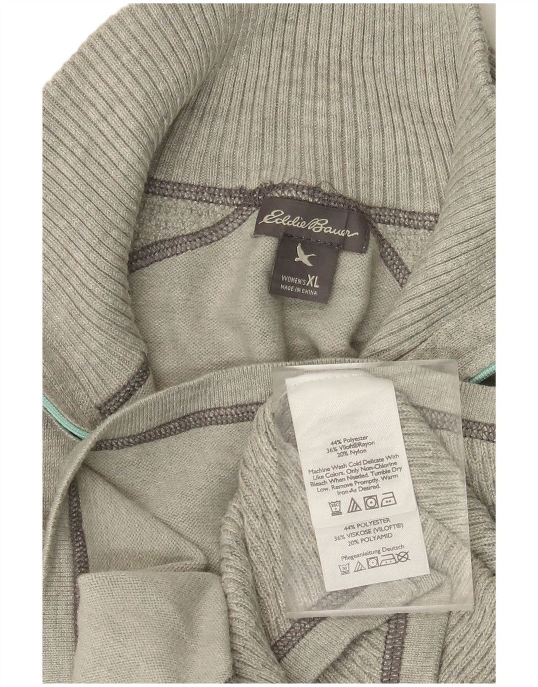 Женский джемпер с воротником на молнии EDDIE BAUER UK 18 XL, серый полиэстер