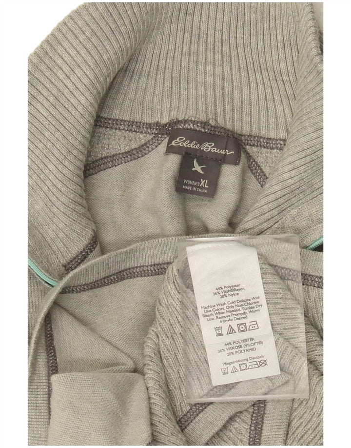 Женский джемпер с воротником на молнии EDDIE BAUER UK 18 XL, серый полиэстер