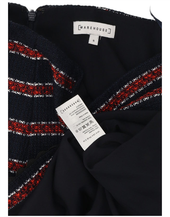 WAREHOUSE Женская мини-юбка UK 8 Small W26 Темно-синяя полоска из полиэстера