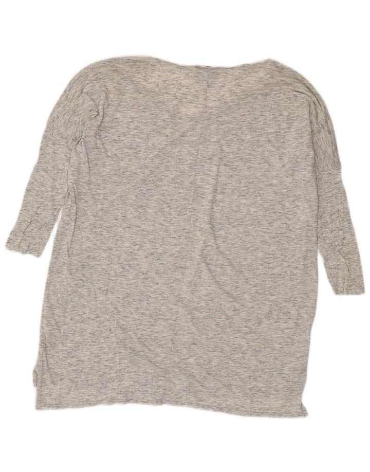 Topshop Женский топ оверсайз с рукавом 3/4, Великобритания, 8, маленький серый, вискоза с крапинками