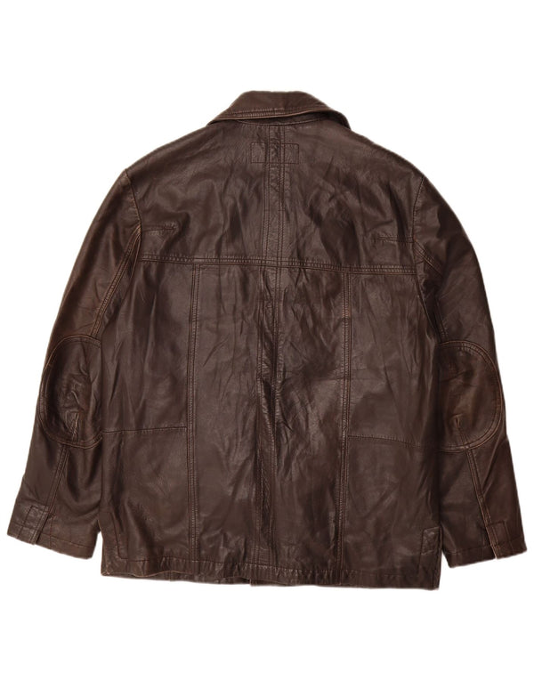 Винтажная мужская кожаная куртка EU 48, кожа среднего коричневого цвета