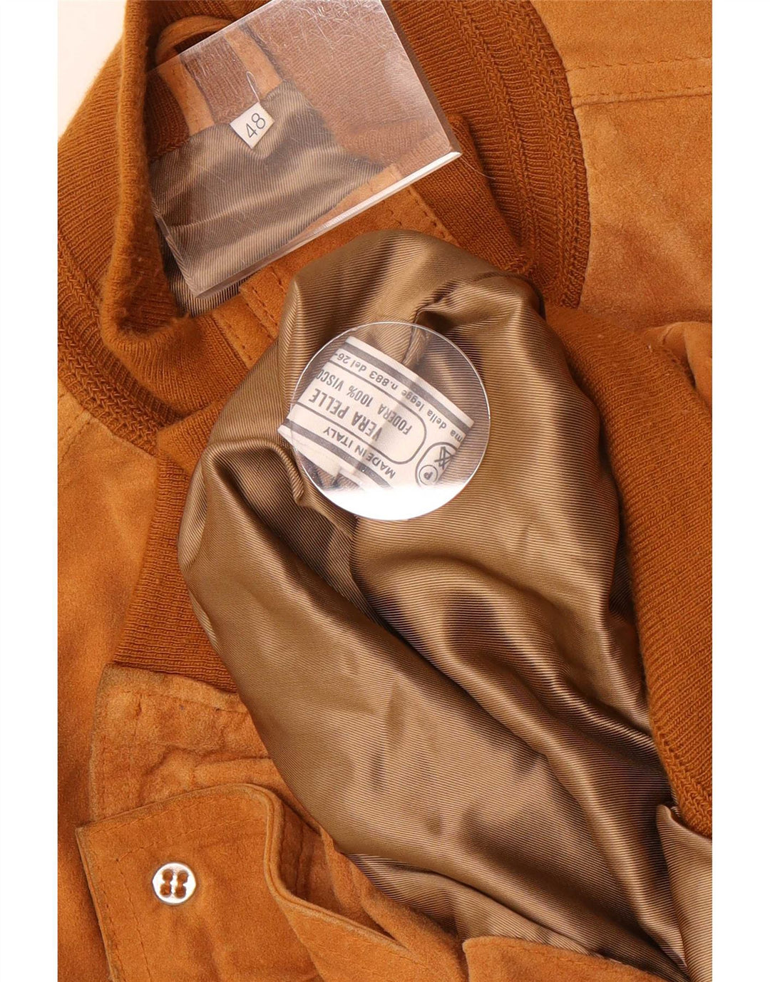 Винтажный мужской замшевый бомбер IT 48 Medium Beige Leather
