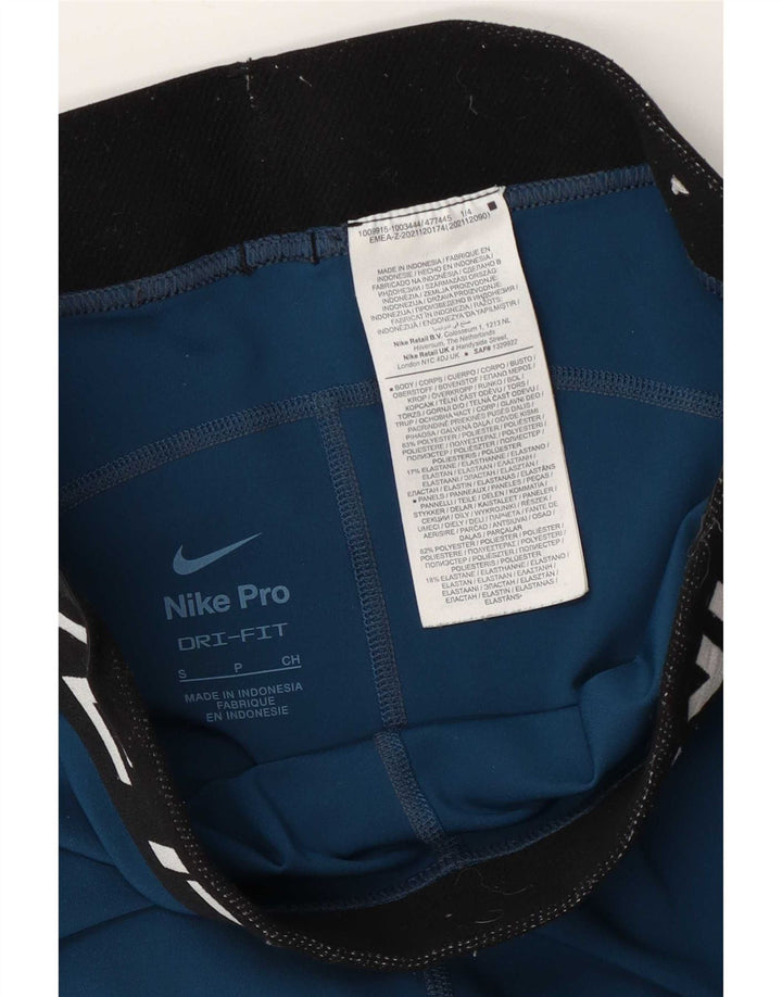 Женские леггинсы с рисунком Nike Dri Fit UK 10, маленькие синие, полиэстер с цветными блоками