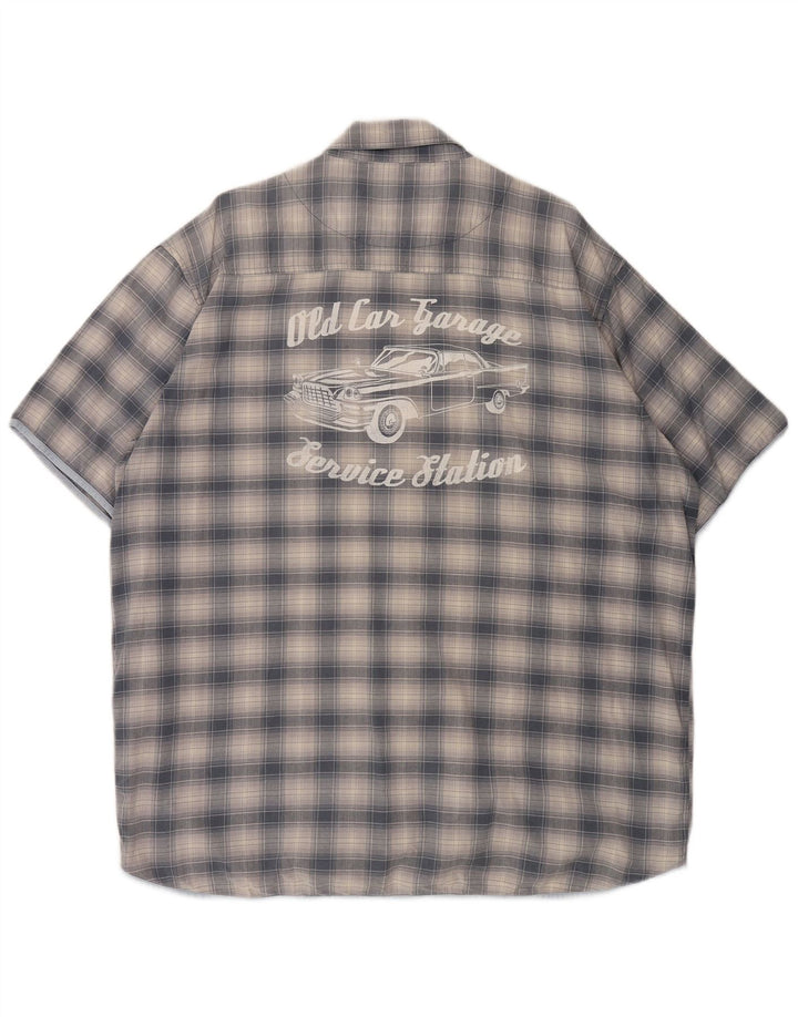 EDDIE BAUER Mens Graphic Short Sleeve Shirt XL Blue Check Cotton