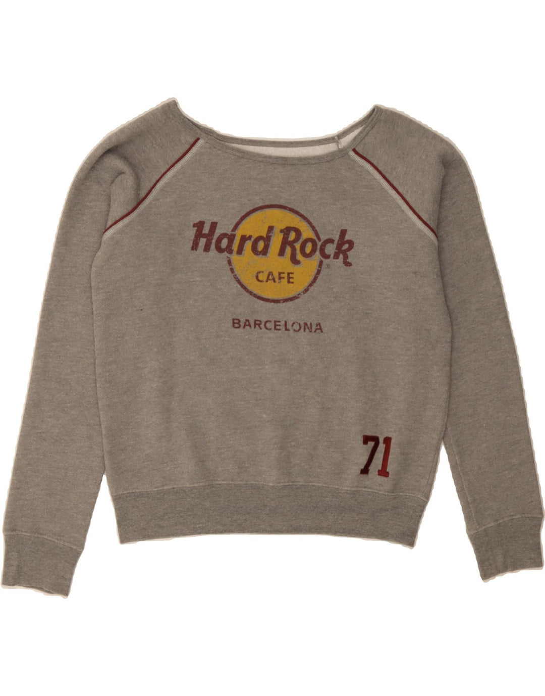 HARD ROCK CAFE Womens Graphic Sweatshirt Jumper UK 14 Medium Grey Cotton Vintage Hard Rock Cafe and Second-Hand Hard Rock Cafe from Messina Hembry 