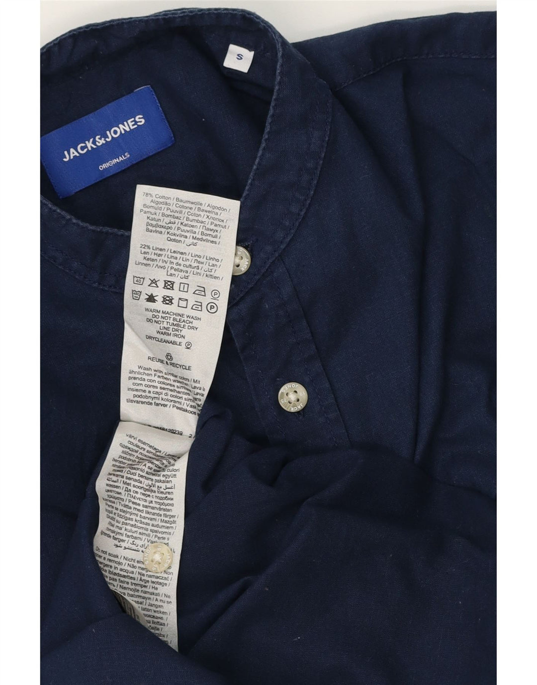 JACK & JONES Мужская рубашка с коротким рукавом, маленькая, темно-синяя, хлопковая