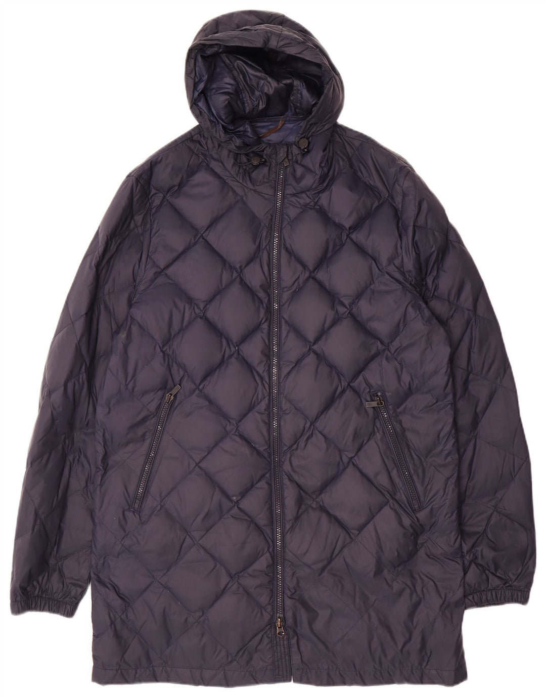 MASSIMO DUTTI Женское пуховое пальто с капюшоном UK 16 Большой Темно-Синий Полиамид