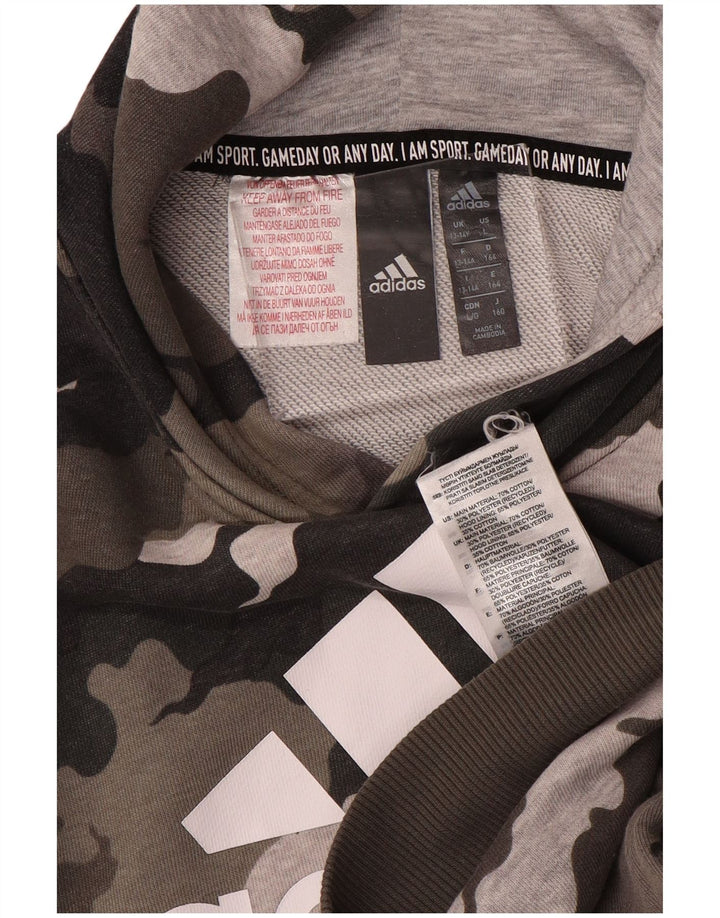 Джемпер с капюшоном ADIDAS для мальчиков 13-14 лет, коричневый камуфляжный хлопок
