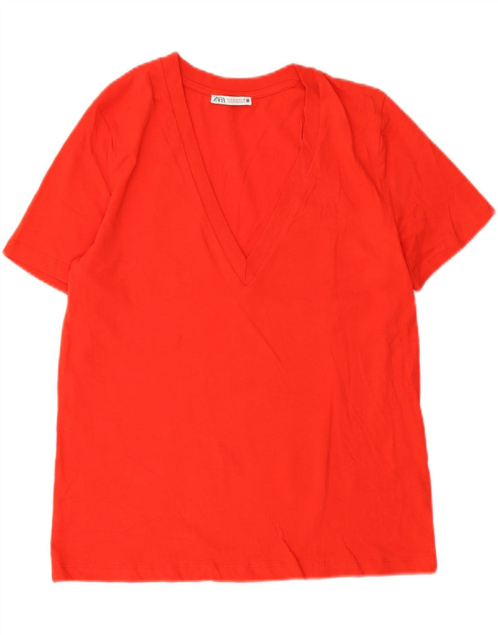 Женская футболка оверсайз Zara Top UK 10, маленький красный хлопок