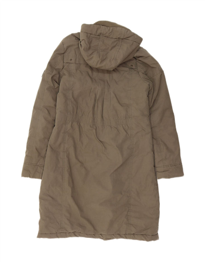 ADIDAS Womens Hooded Overcoat UK 10 Small Khaki Polyester