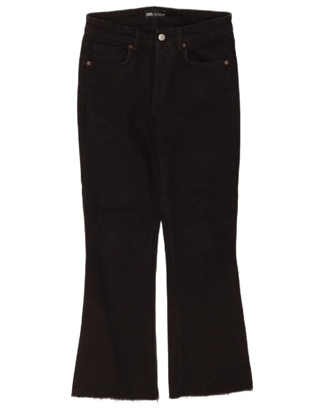 Женские расклешенные джинсы Zara EU 38, маленькие W28 L26, черный хлопок