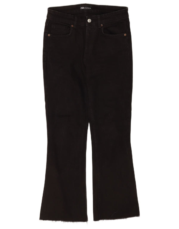 Женские расклешенные джинсы Zara EU 38, маленькие W28 L26, черный хлопок