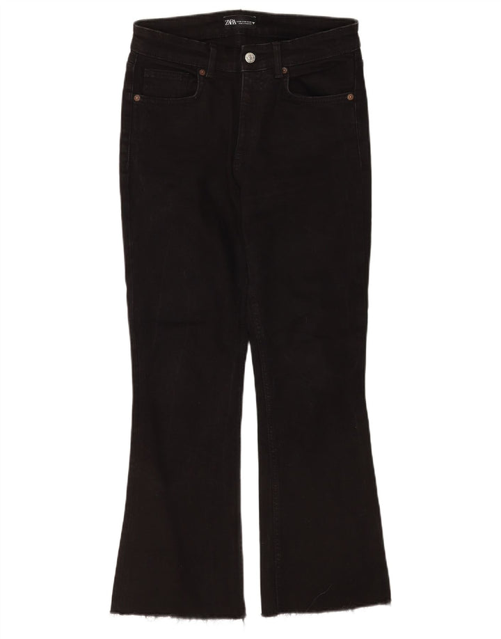 Женские расклешенные джинсы Zara EU 38, маленькие W28 L26, черный хлопок