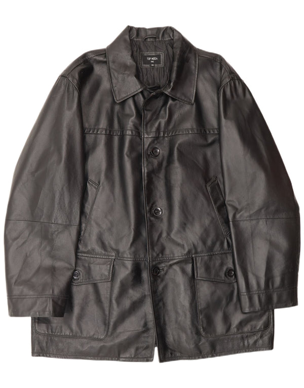 Винтажная мужская кожаная куртка IT 56 3XL Черная кожа