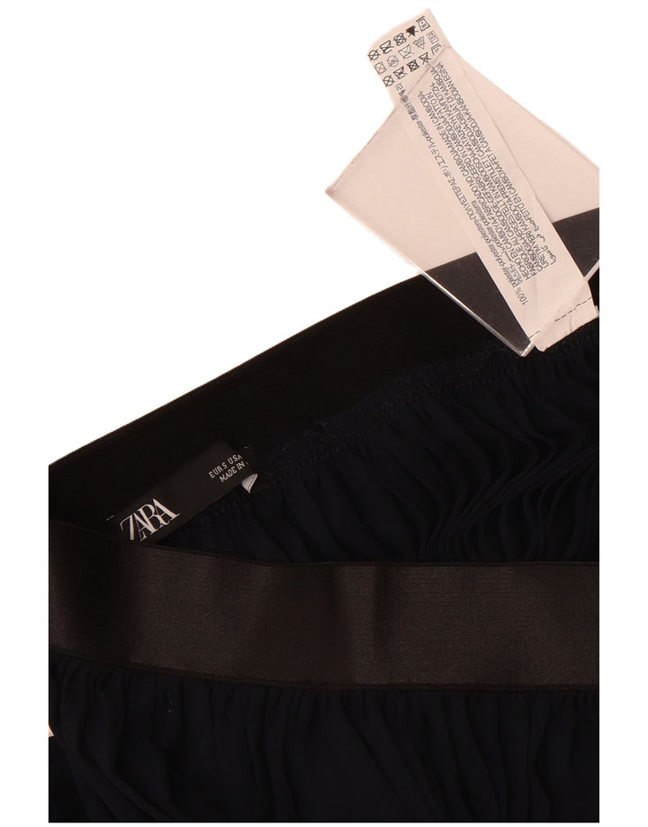 Zara Женские брюки-шаровары с высокой талией, маленькие W26 L21, темно-синий, полиэстер