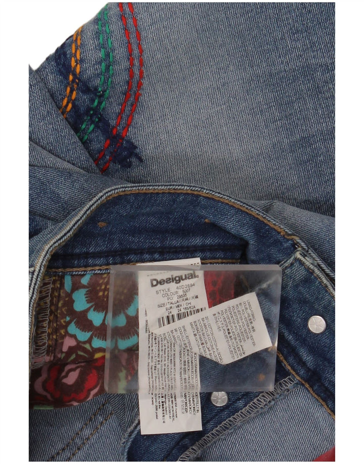 Женские узкие джинсы DESIGUAL с рисунком W24 L32, синий полиэстер с цветочным принтом