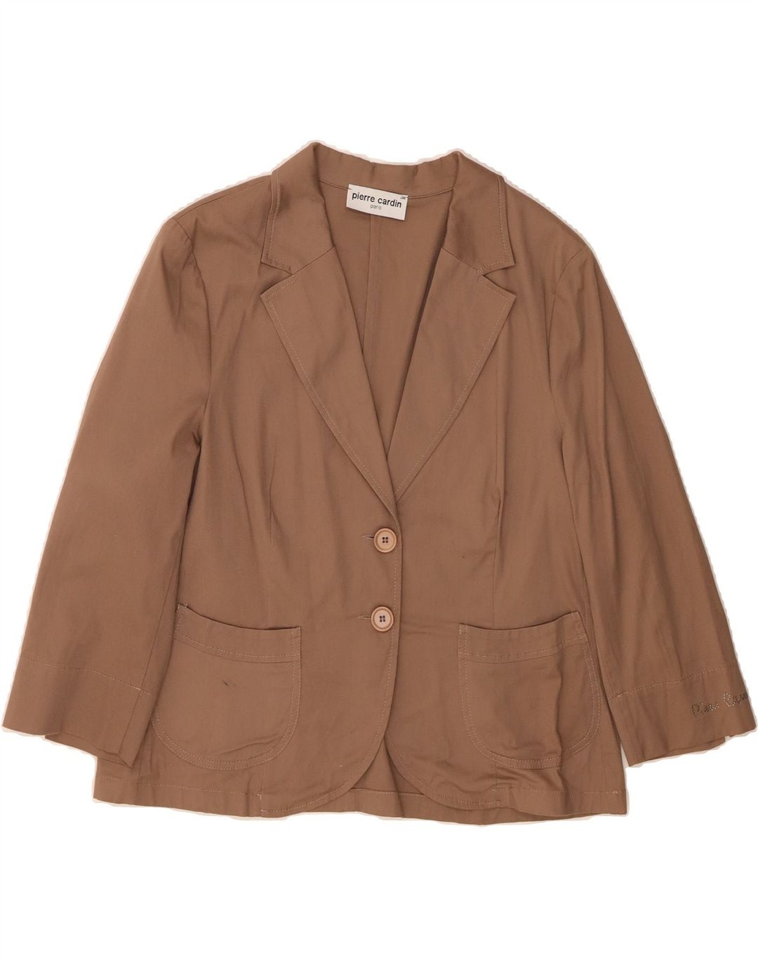PIERRE CARDIN Womens 2 Button Blazer Jacket IT 49 XL Brown Cotton Vintage Pierre Cardin and Second-Hand Pierre Cardin from Messina Hembry 