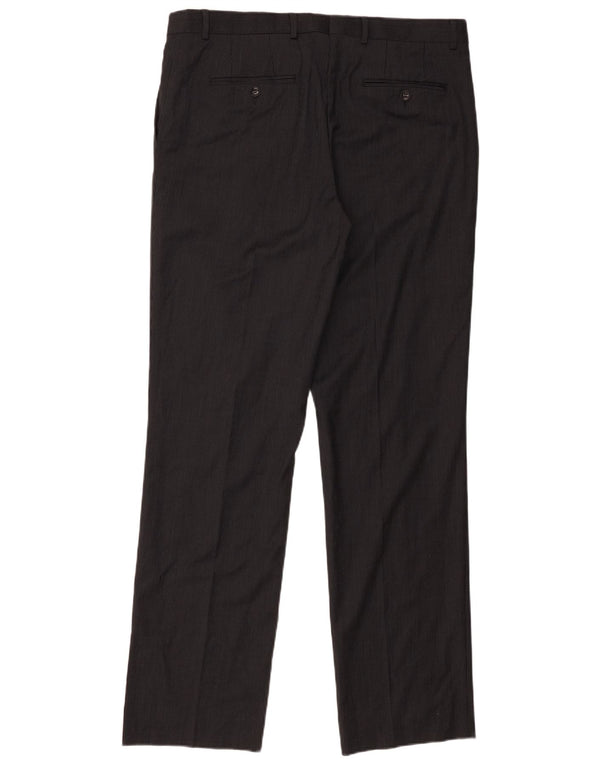 Мужские прямые костюмные брюки Zara EU 46 XL W36 L32, черные шерстяные в тонкую полоску
