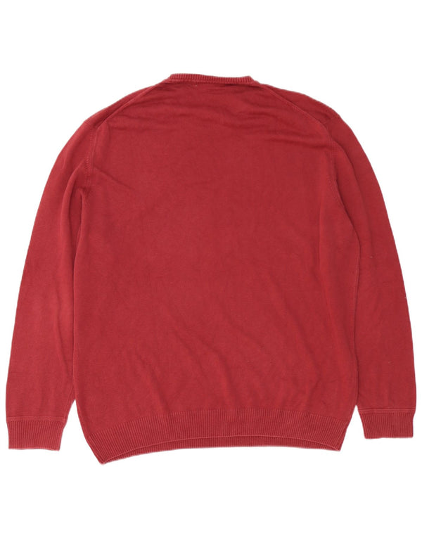 Мужской свитер Massimo Dutti с круглым вырезом 2XL, бордовый хлопок