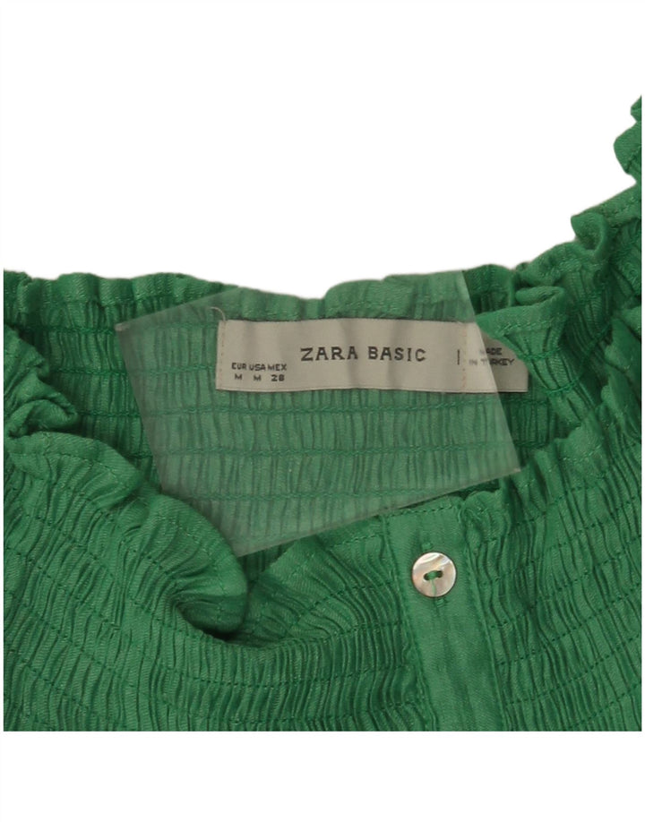 Женская блузка с открытыми плечами Zara UK 14, средний зеленый цвет
