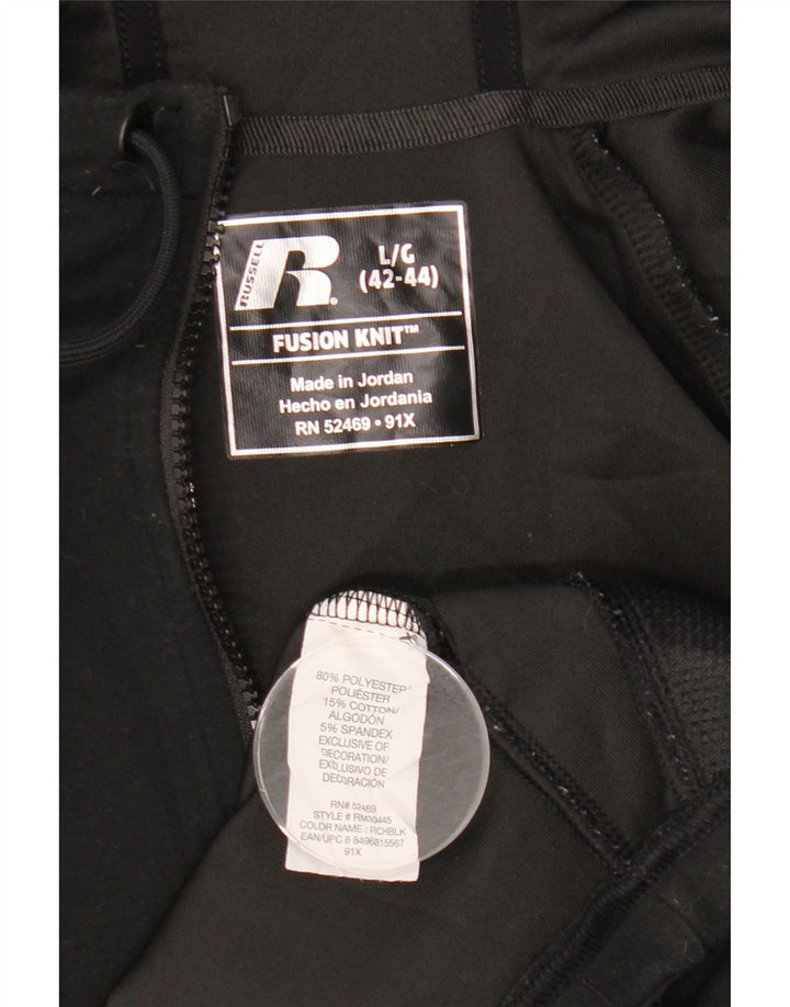 Мужской свитер с капюшоном на молнии RUSSELL ATHLETIC UK 42/44, большой черный полиэстер