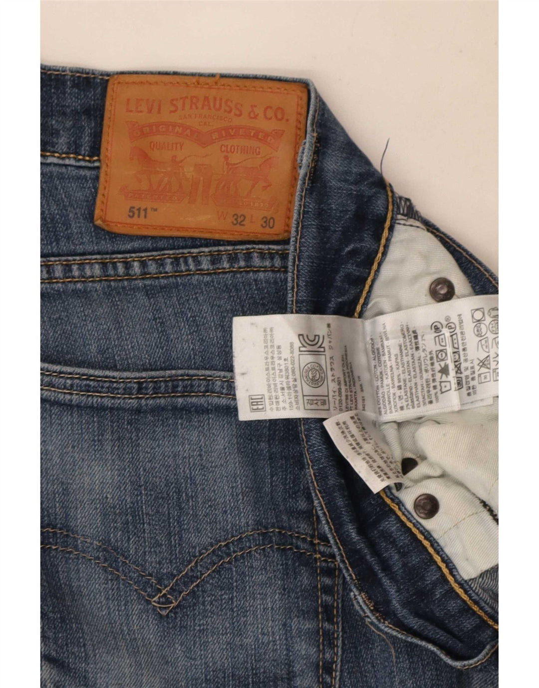 Мужские узкие джинсы Levi's 511 W32 L30 синие, хлопок