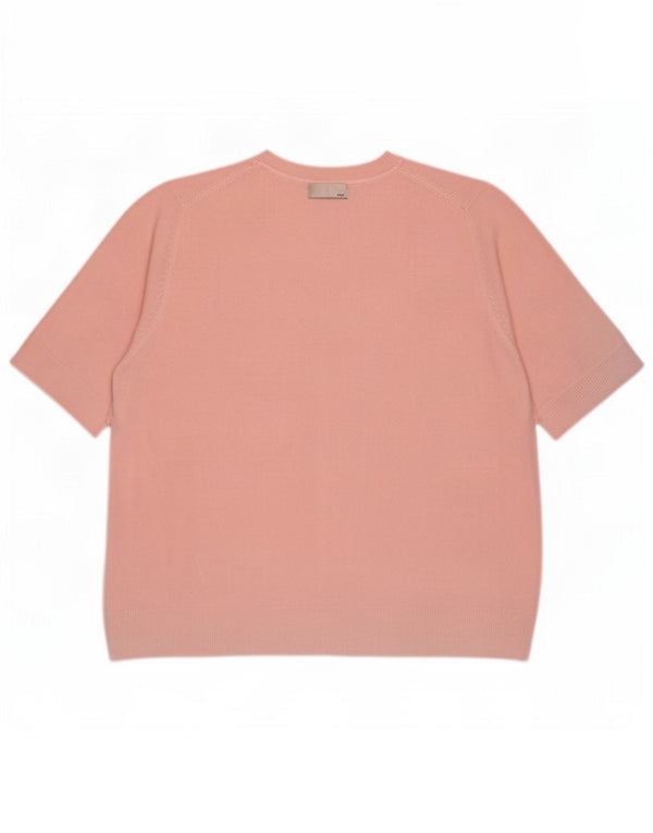 Женский джемпер с короткими рукавами и круглым вырезом Marks & Spencer UK 24 4XL Розовый