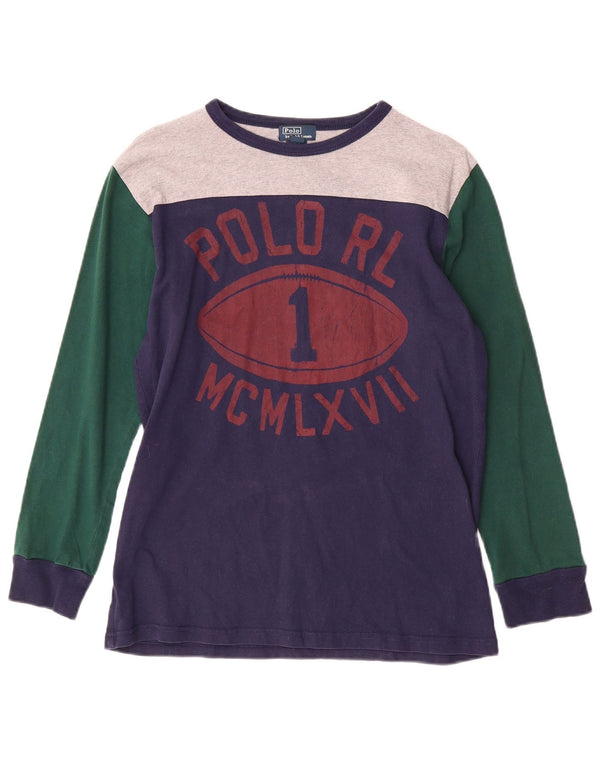 POLO RALPH LAUREN Топ с рисунком для мальчиков, длинный рукав, 11–12 лет, большой синий