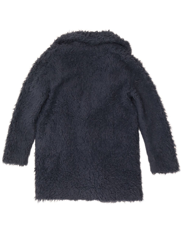 Женское пальто свободного кроя из искусственного меха Zara UK 10, маленький синий полиэстер