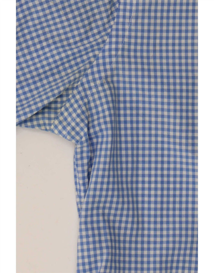 Мужская рубашка Ralph Lauren XS синяя в мелкую клетку из хлопка