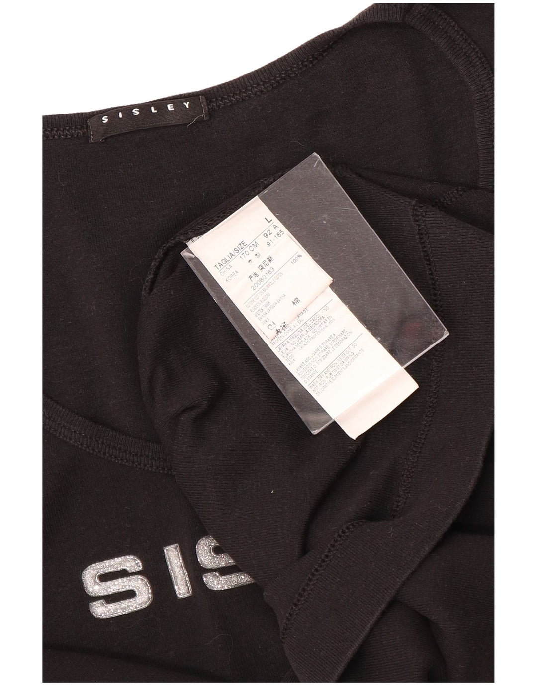 Женская футболка с рисунком SISLEY Top UK 14, большой черный хлопок