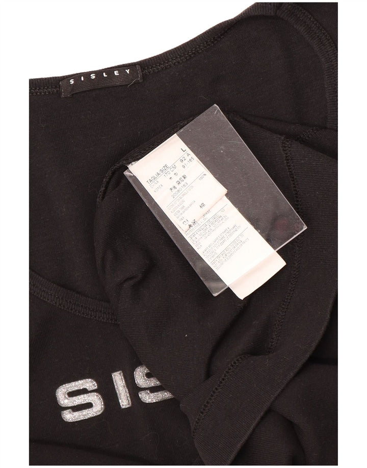 Женская футболка с рисунком SISLEY Top UK 14, большой черный хлопок