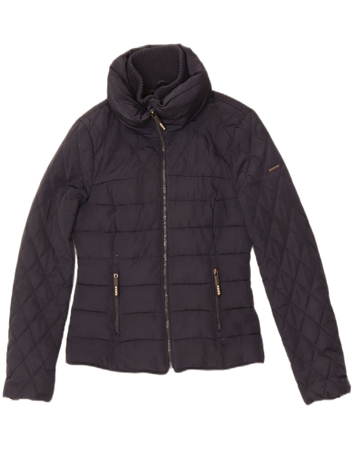 Женская стеганая куртка Superdry UK 10, маленький размер, темно-синий, полиэстер