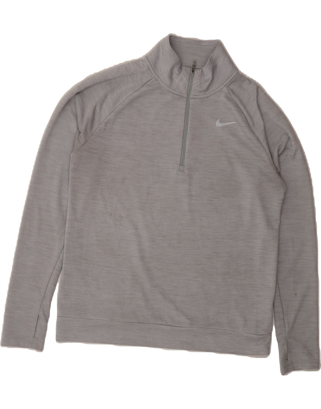 NIKE Womens Dri Fit Pullover Tracksuit Top UK 14 Medium Grey Flecked Vintage Nike and Second-Hand Nike from Messina Hembry 