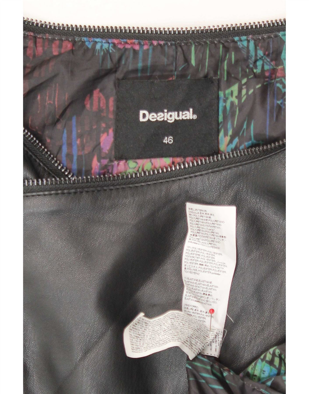 Женская байкерская куртка из искусственной кожи Desigual EU 46 XL, черная из полиуретана