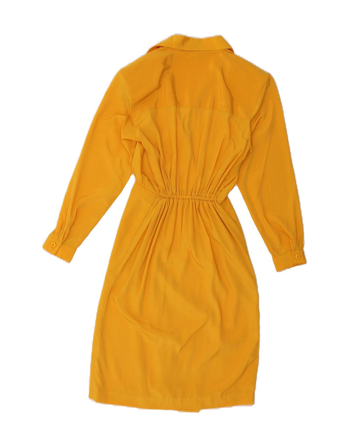CLASSIC Womens Long Sleeve Shirt Dress US 12 Large Yellow Polyester Vintage CLASSIC and Second-Hand CLASSIC from Messina Hembry 
