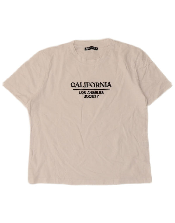 Женская укороченная футболка с рисунком Zara Top UK 10, маленький белый хлопок