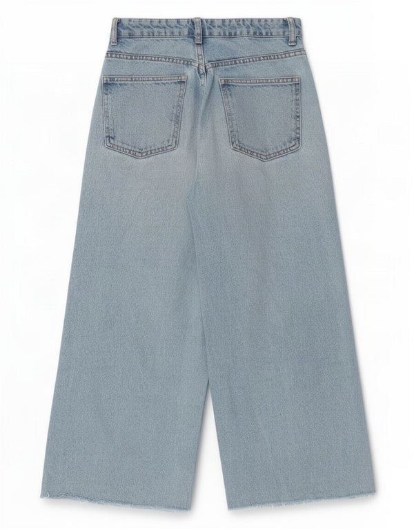 Женские укороченные широкие джинсы с высокой талией Zara EU 32 2XS W22 L22, синий хлопок