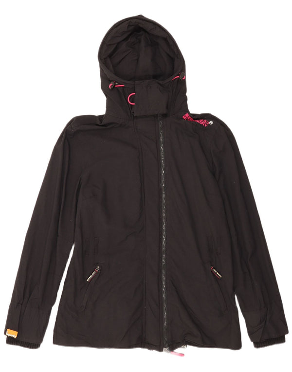 Женская дождевик с капюшоном Superdry Windmac UK 18 XL, черный нейлон
