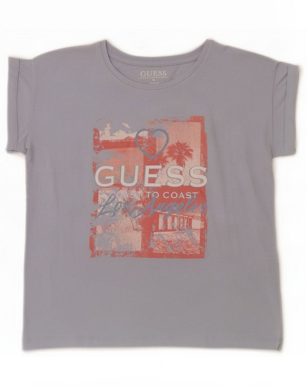 Guess Girls Graphic T-Shirt Top 15-16 Years Blue Cotton