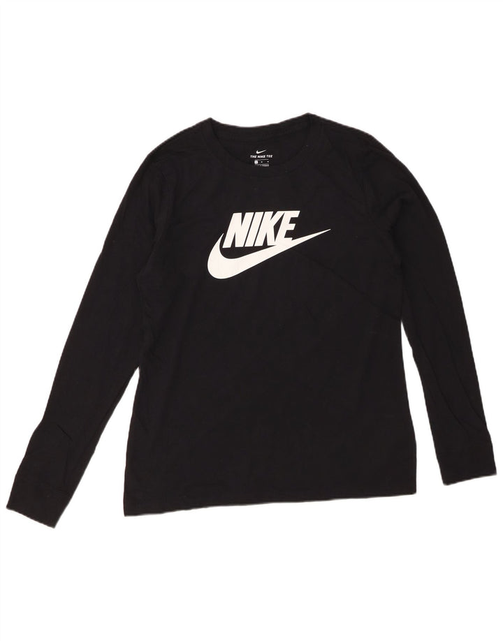 Женский топ с графическим рисунком NIKE UK 14, средний черный хлопок, с длинным рукавом