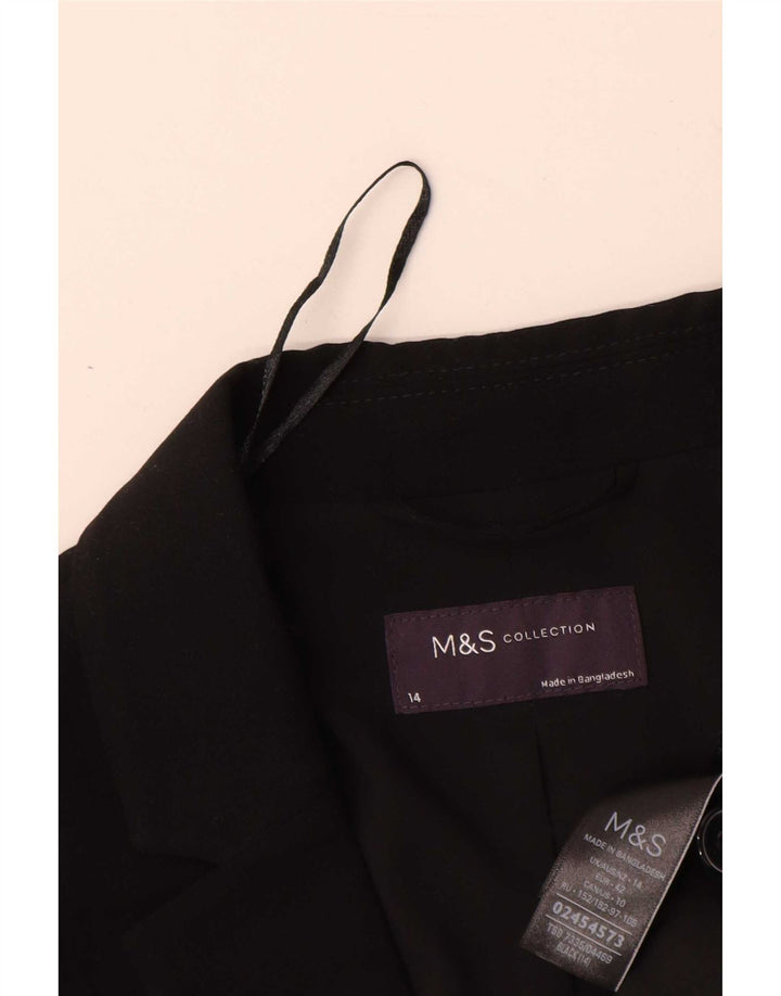 Женский пиджак на 1 пуговице Marks & Spencer, Великобритания 14, большой черный полиэстер