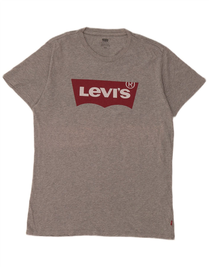 Мужская футболка с рисунком Levi's, хлопковый топ среднего серого цвета