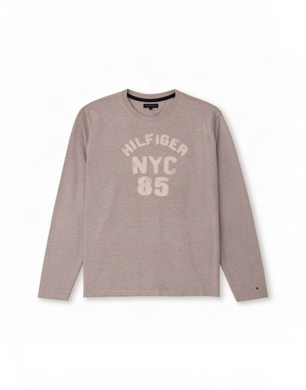 Tommy Hilfiger Топ с рисунком для мальчиков, длинный рукав, 15–16 лет, серый хлопок с крапинками