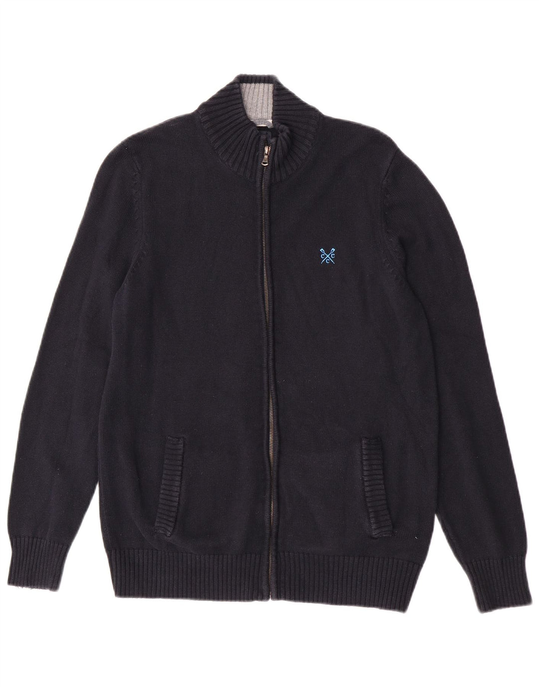 Crew Clothing Мужской кардиган-свитер среднего размера, темно-синий, хлопок