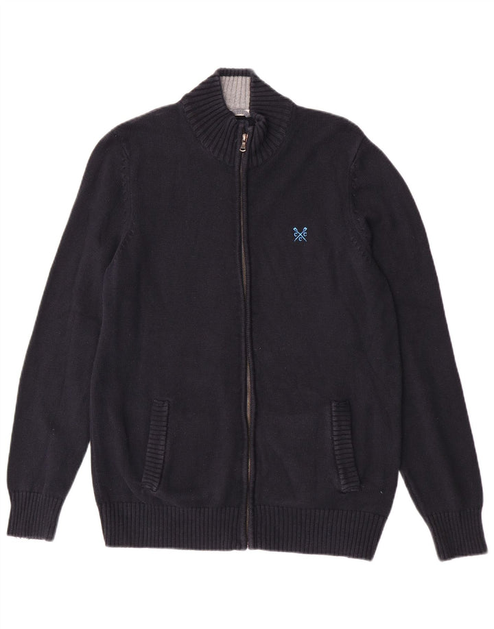 Crew Clothing Мужской кардиган-свитер среднего размера, темно-синий, хлопок