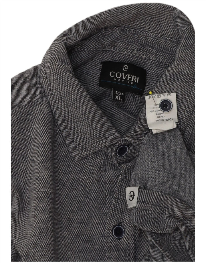 Мужская рубашка с коротким рукавом Coveri XL, серая, хлопок