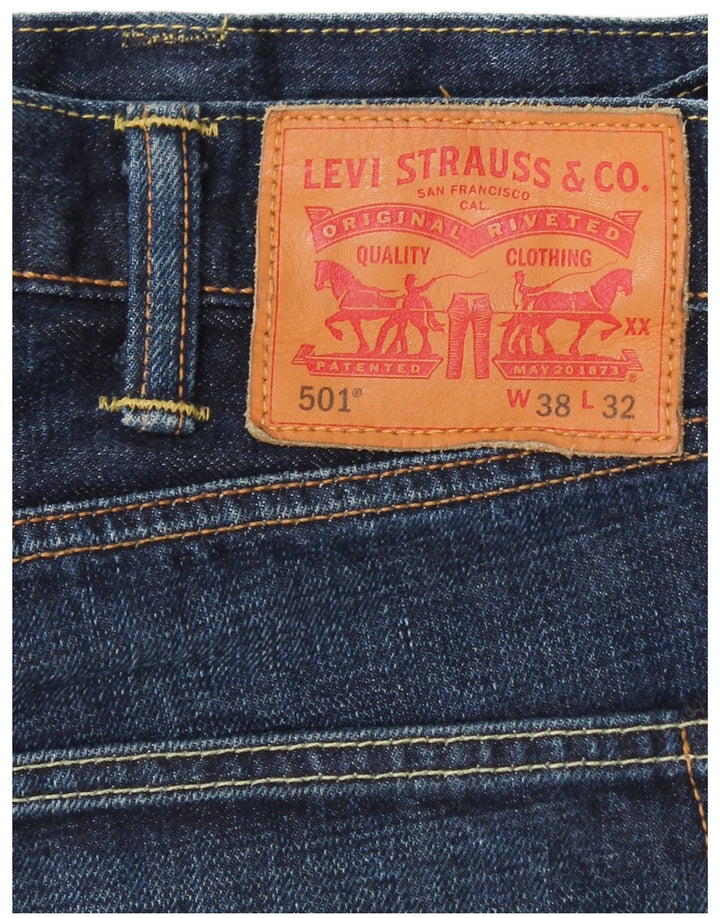 Мужские прямые джинсы LEVI'S 501 W38 L32 синие, хлопок